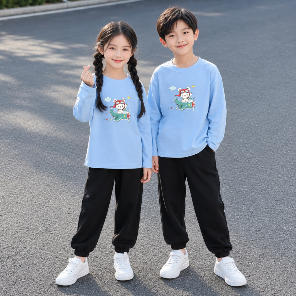 Set bộ Thu - Đông chất liệu cotton bé trai, bé gái hình Gấu lái máy bay - Loza BW728_thumbnail_2