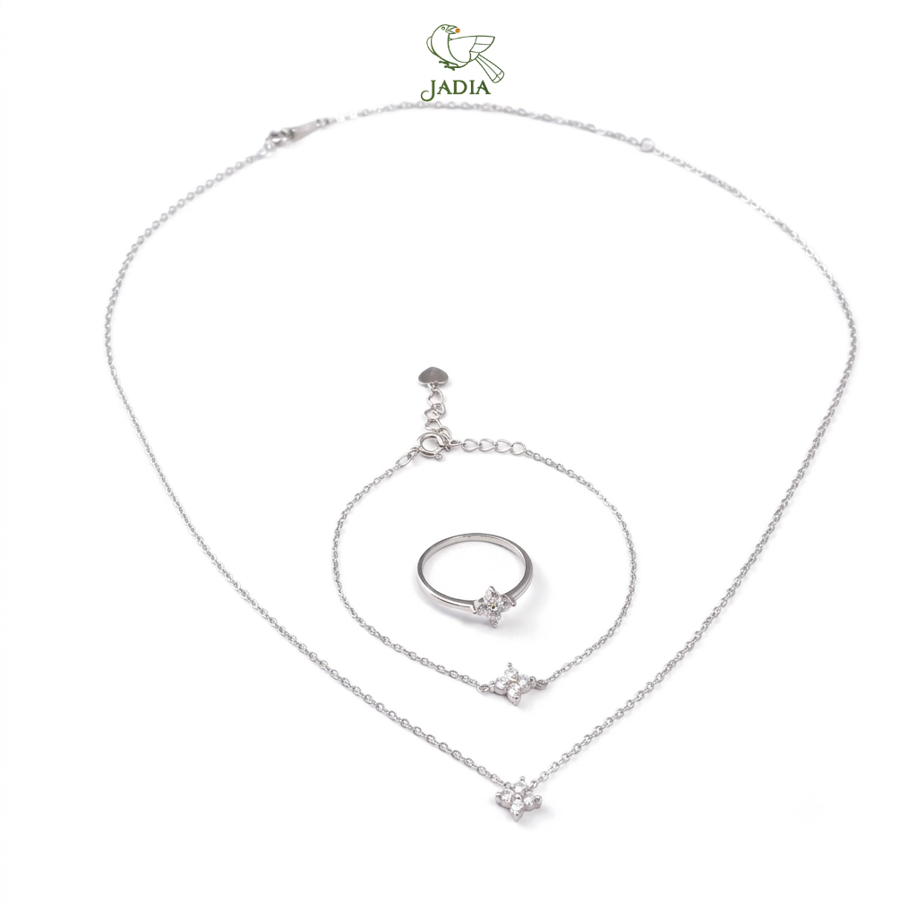 Dây chuyền Flower4 - Bạc mạ Rhodium đính đá Zircon 4 cánh_thumbnail_2