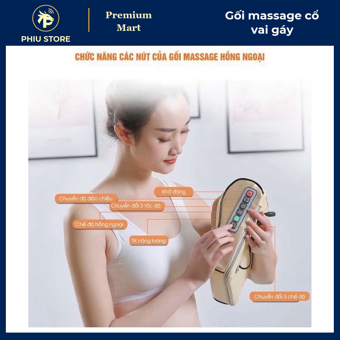 Gối Massage Cổ Vai Gáy 16 Bi Hồng Ngoại Làm Ấm, Đảo Chiều, 3 Mức Tốc Độ, Dùng Được Trên Ô Tô 12V - PHIU STORE_thumbnail_6