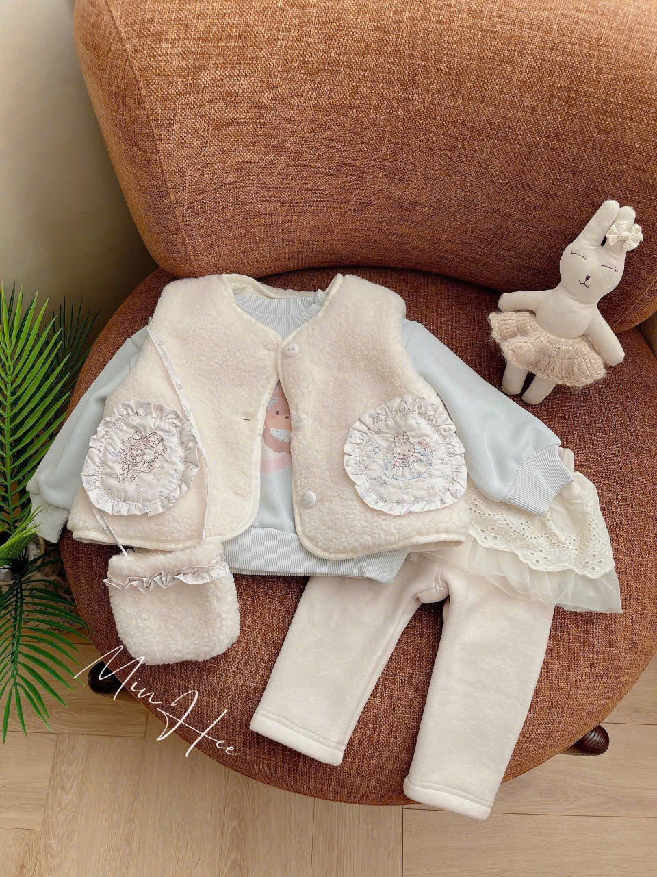 BD10-set áo nỉ kèm gile lông kèm túi 86765