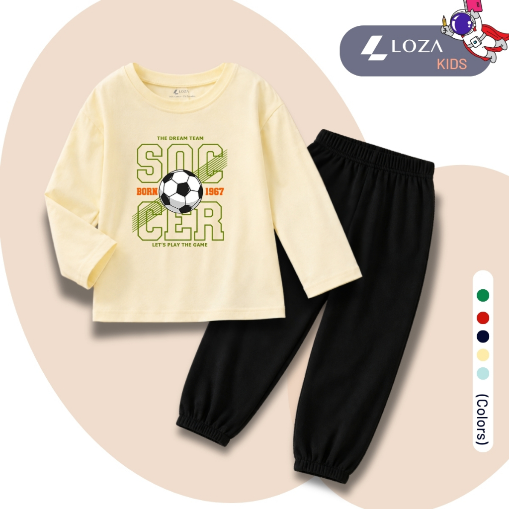 Set bộ Thu - Đông chất liệu cotton bé trai hình quả bóng Soccer - Loza Kids BW742_thumbnail_0