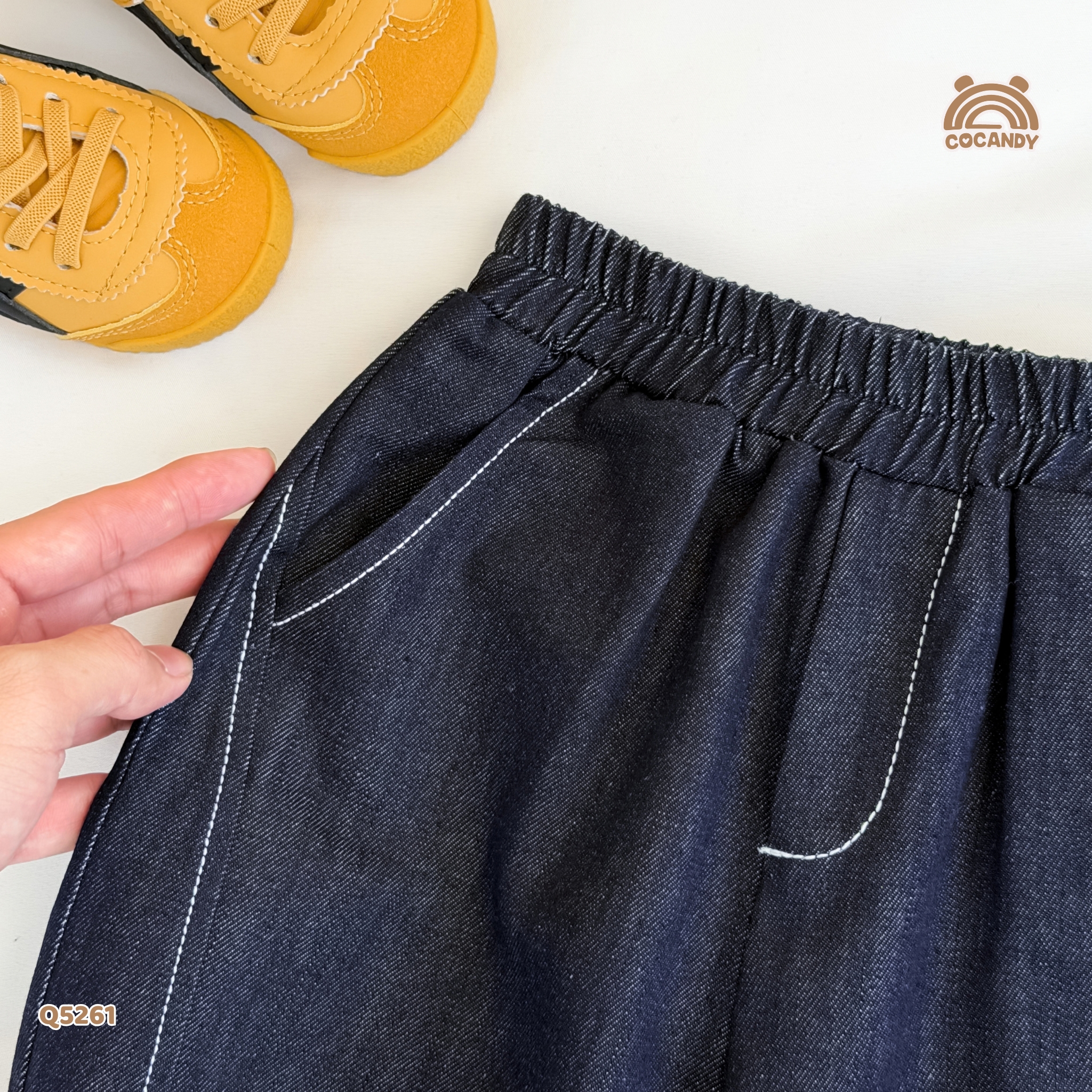 Quần dài XANH jeans gập gấu thêu chữ_thumbnail_4