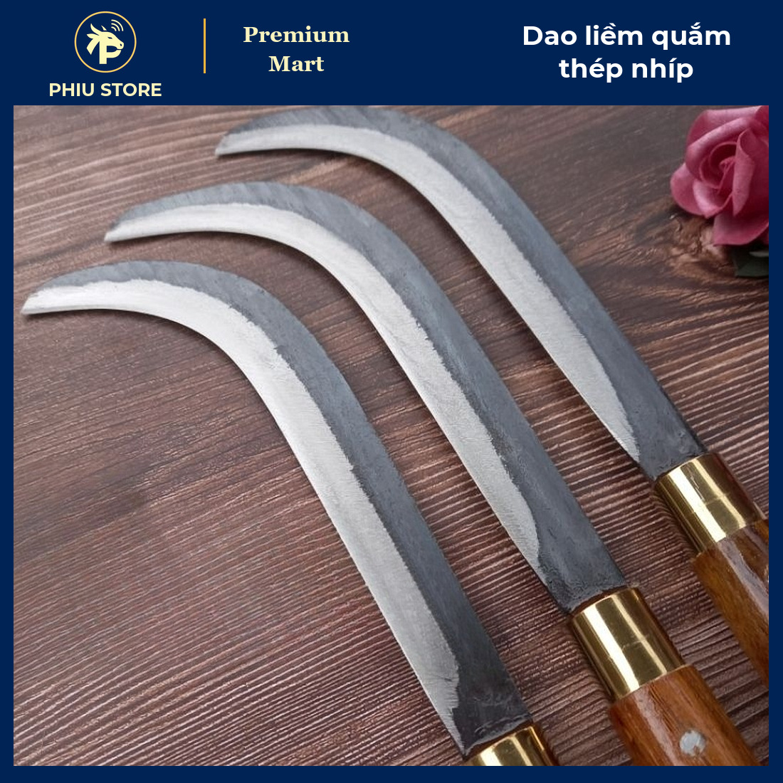 Dao Liềm Quắm Thép Nhíp 44 cm Cán Gỗ - Dao Phát Cỏ, Phát Cành, Cắt Buồng Dừa - PHIU STORE_thumbnail_3