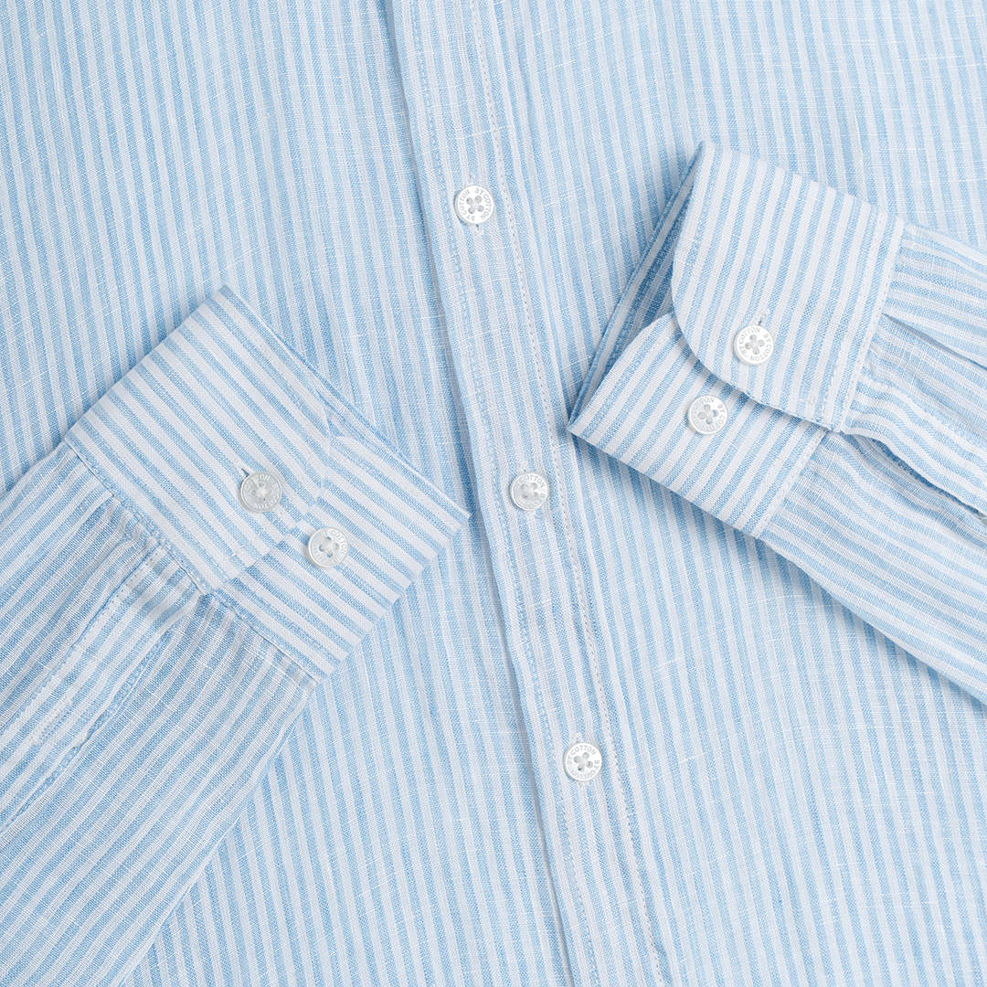Áo Sơ Mi Premium Linen Sọc Nhỏ Xanh Nhạt_thumbnail_2