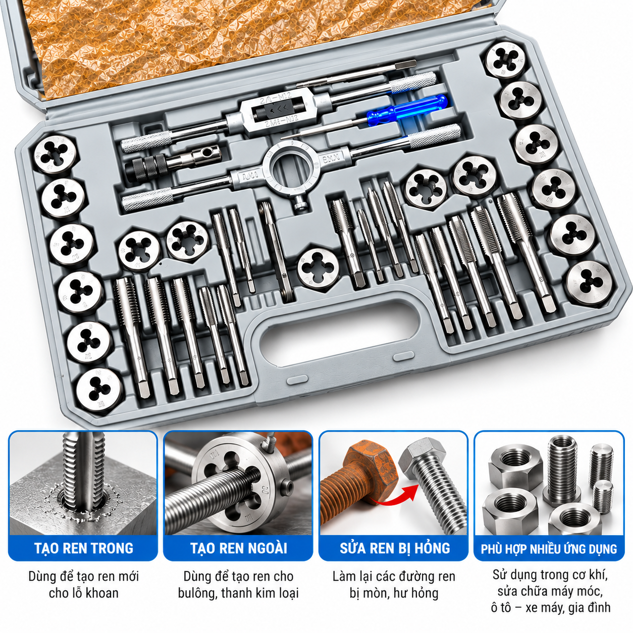 Bộ Mũi Taro Tạo Ren Sắt Thép Đa Năng từ M3 đến M12, Bộ tạo ren 20, 40 chi tiết, bộ taro hợp kim siêu cứng_thumbnail_5