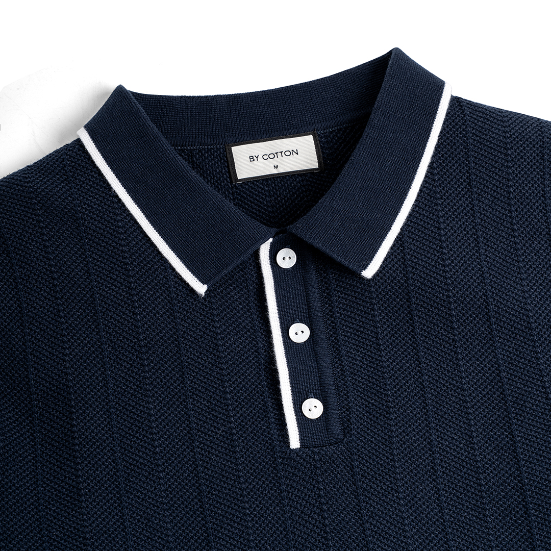 Polo Dệt Kim Herringbone Phối Viền Cổ SS2_thumbnail_1