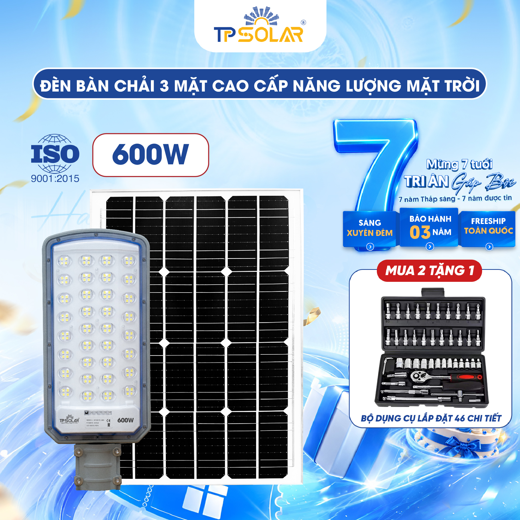 Đèn bàn chải mắt cầu lồi tỏa 3 mặt năng lượng mặt trời TP SOLAR BC11_thumbnail_1