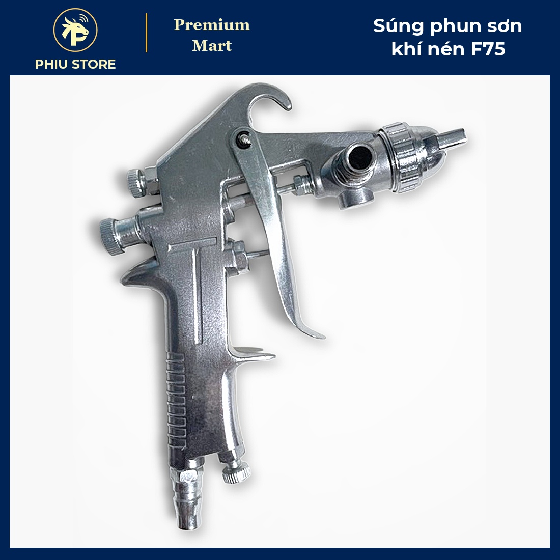 Súng Phun Sơn Khí Nén F75 Cốc Trên 400cc, Lỗ Phun 1,5 mm - Phun Sơn Đều, Bóng Mịn, Dùng Với Máy Nén Khí - PHIU STORE_thumbnail_1