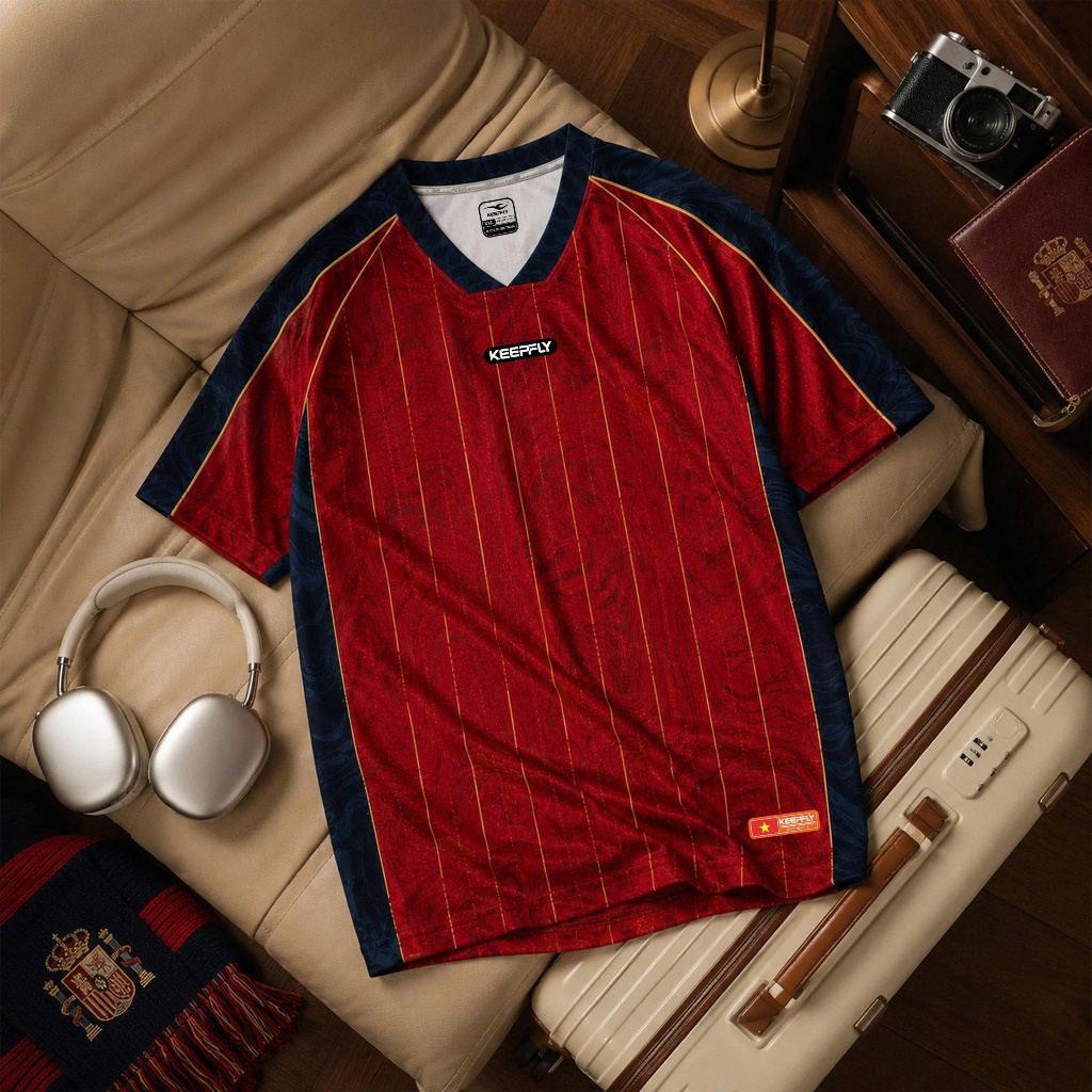 Áo Bóng Đá Keepfly Vintage Jersey Đội Tuyển Vải Mè Sọc Thoáng Khí Thể Thao Đương Đại_thumbnail_2