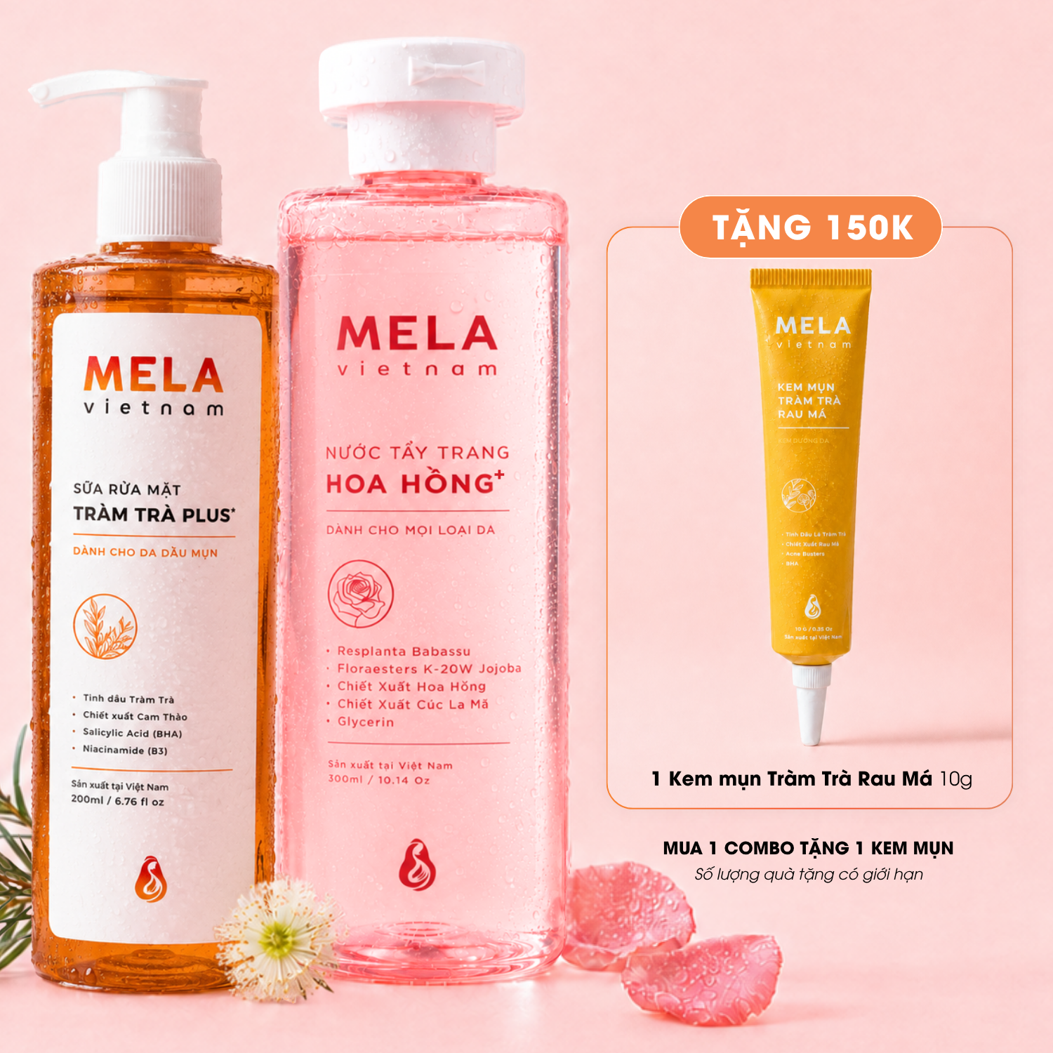 Combo Sữa rửa mặt & Tẩy trang tặng Kem mụn 10g