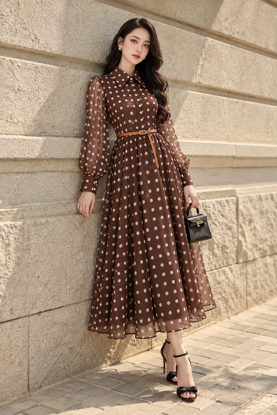 Đầm xòe midi chấm bi 26209