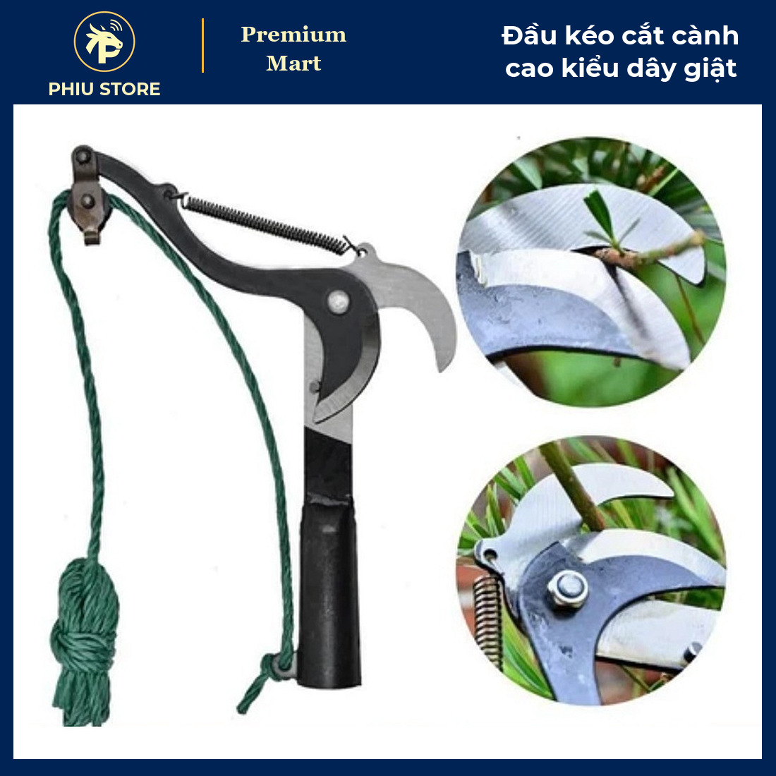 Đầu Kéo Cắt Cành Trên Cao Kiểu Dây Giật Ròng Rọc, Tra Cán 30 mm, Màu Đỏ Hoặc Đen - Không Kèm Cán - PHIU STORE_thumbnail_1