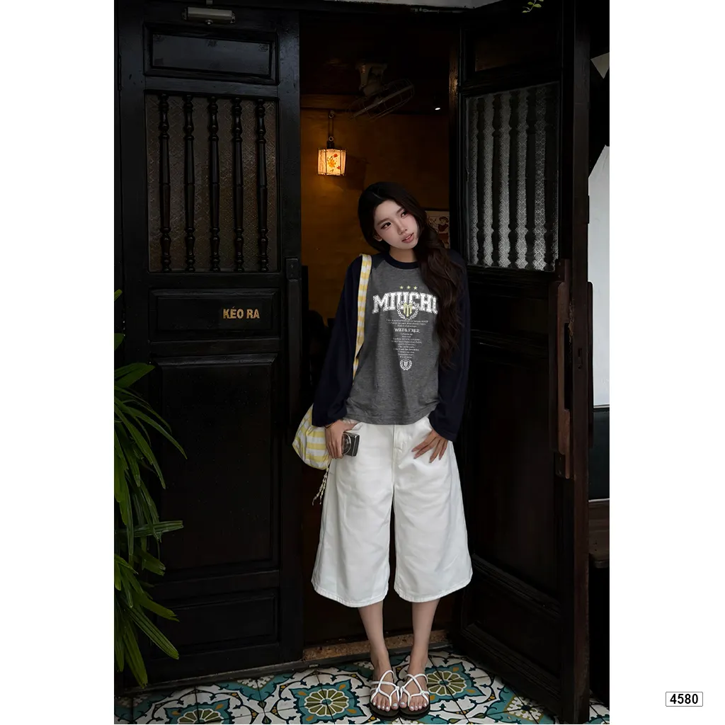 Áo thun dài tay phối màu Miucho phong cách thể thao Mỹ 4580_thumbnail_3