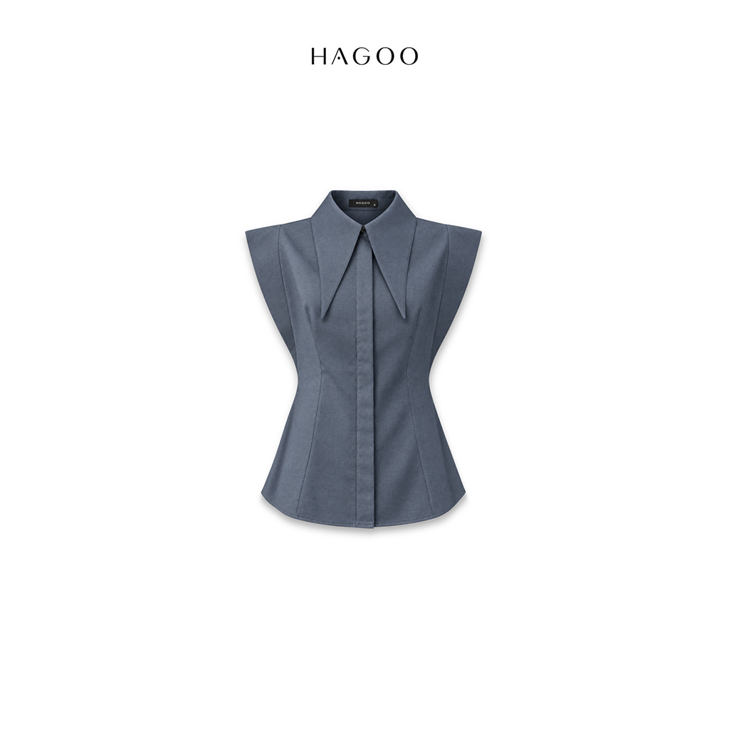 Áo sơ mi vai đưa cổ nhọn HAGOO_thumbnail_5