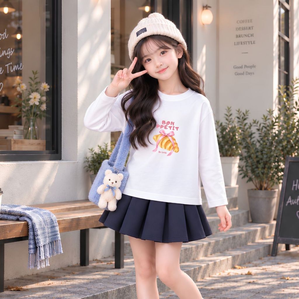 Áo thun dài tay bé gái in hình chiếc bánh mỳ nơ hồng - Loza Kids KTV3740_thumbnail_3