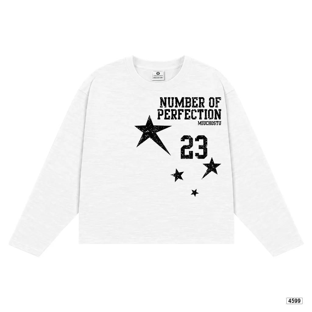 Áo thun nữ boxy tay dài chất cotton xước Miucho hình ngôi sao phong cách thể thao Mỹ 4599_thumbnail_7