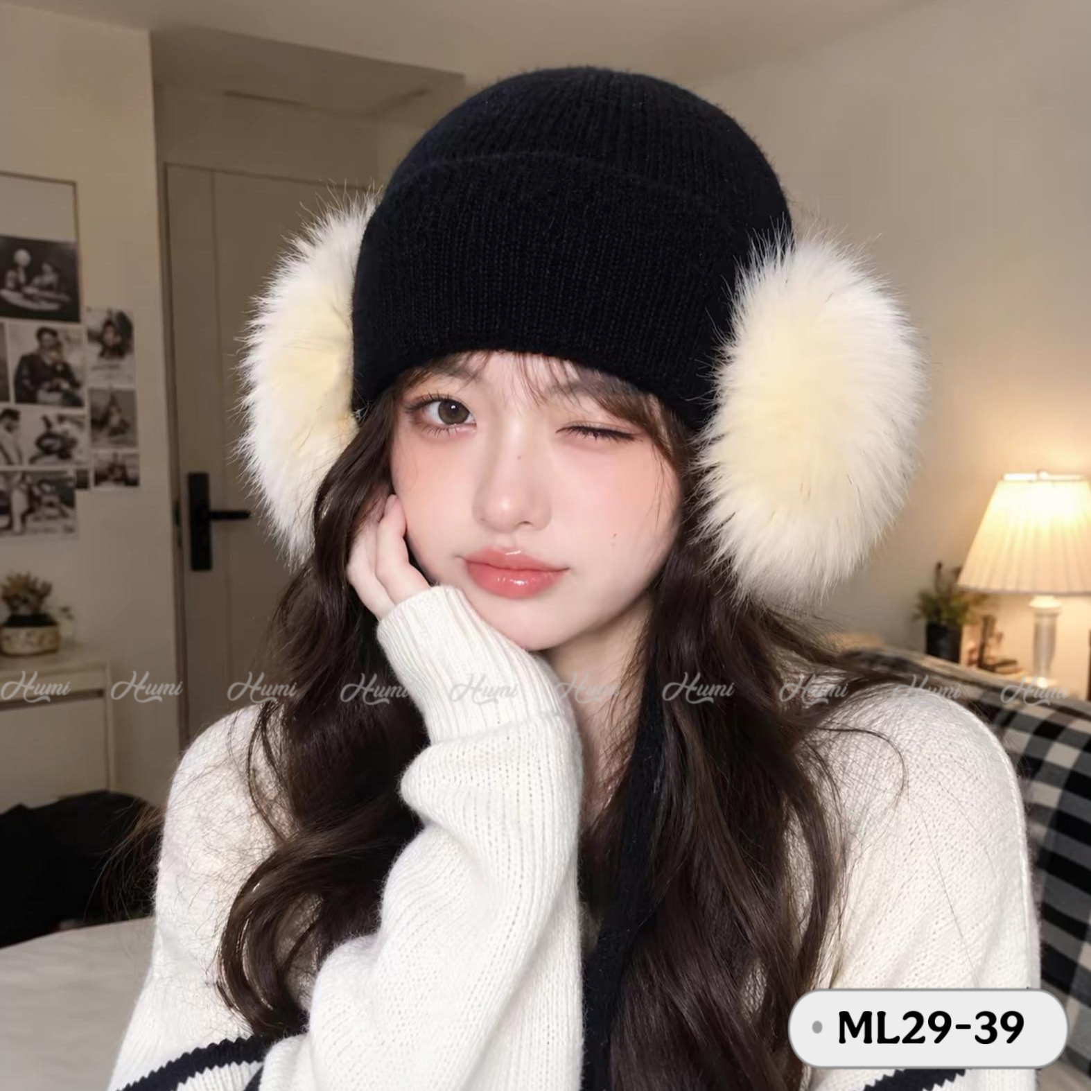 MŨ LEN CHỤP TAI NỮ (ML29-39 ĐEN)