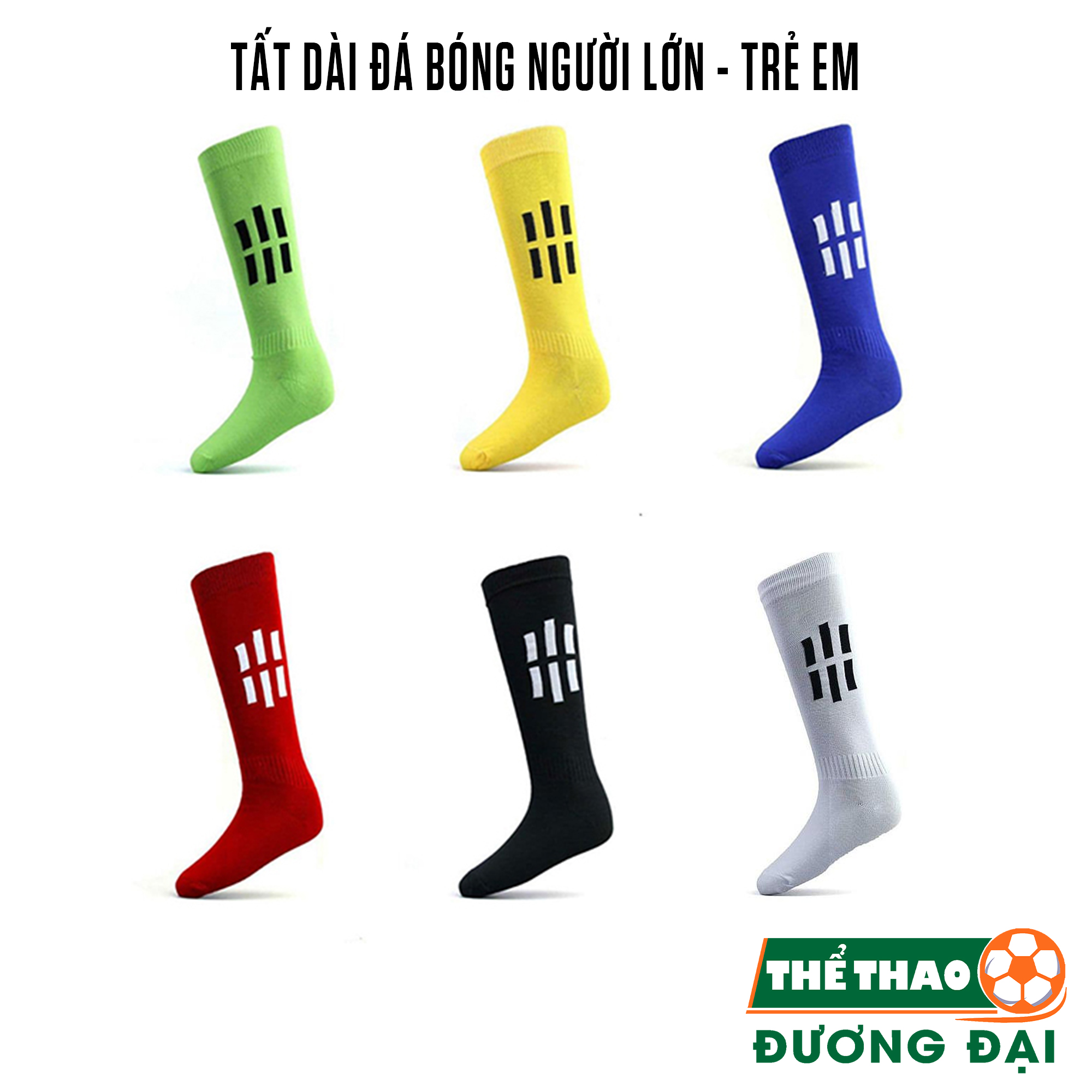 Tất Vớ Dài Bóng Đá Đủ Màu Có Size Người Lớn Và Trẻ Em (1 Đôi) Co Giãn Thoáng Khí Thấm Hút Cực Tốt