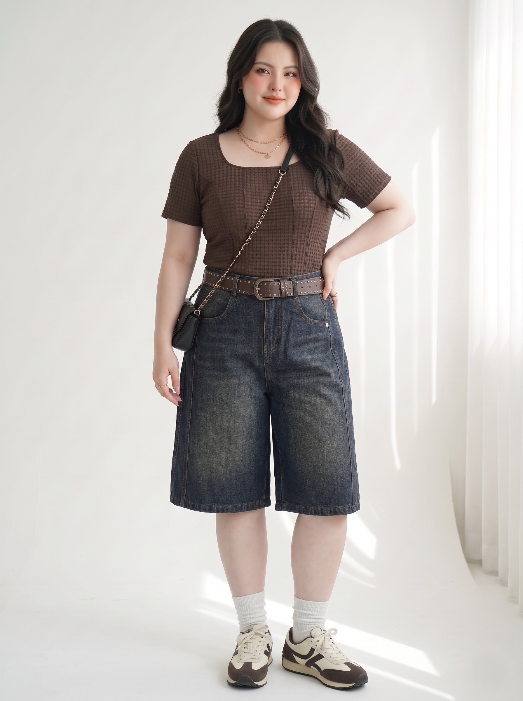 Plus-Size High-Waisted Cropped Jeans QSJ67