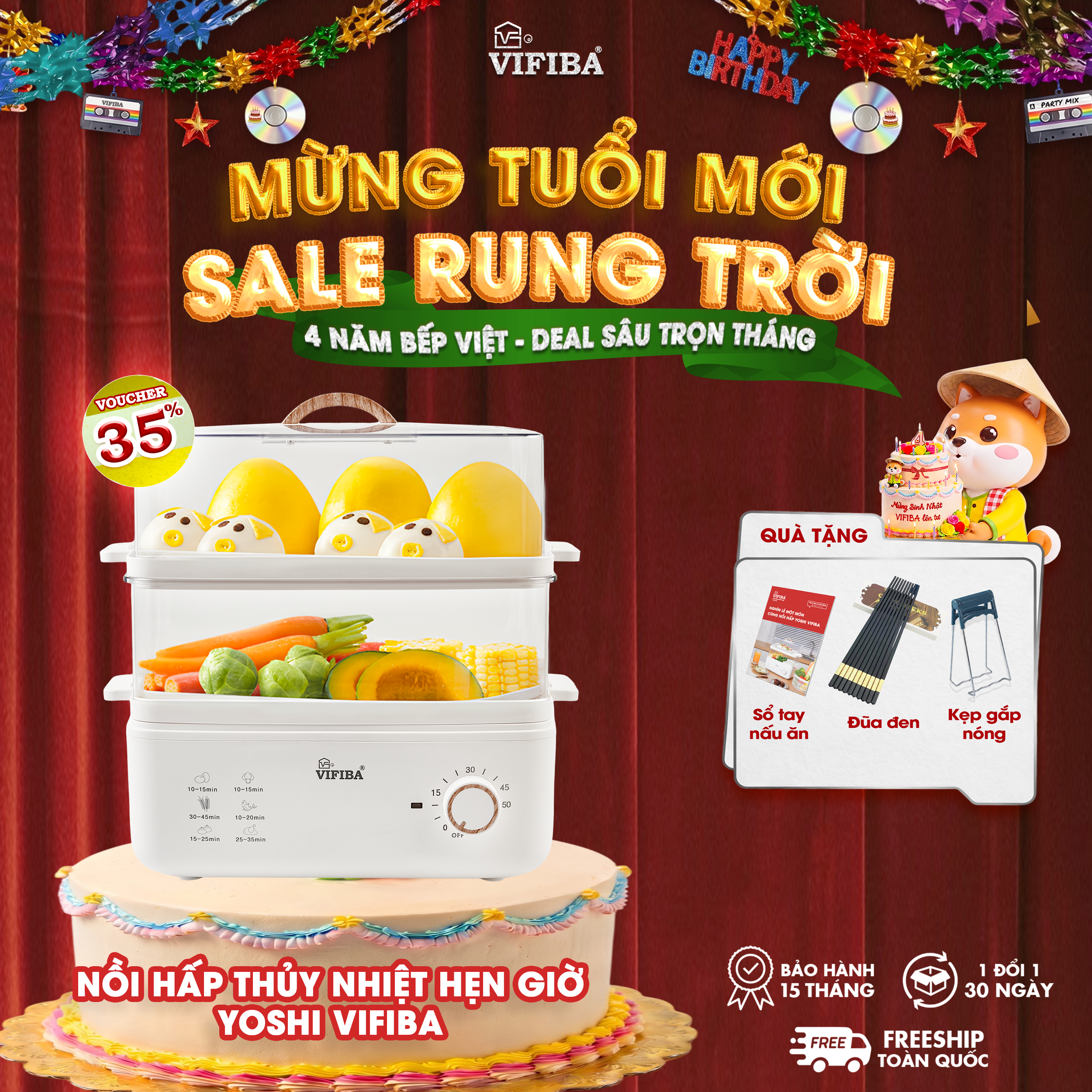 Nồi Hấp Điện Thủy Nhiệt Yoshi Vifiba