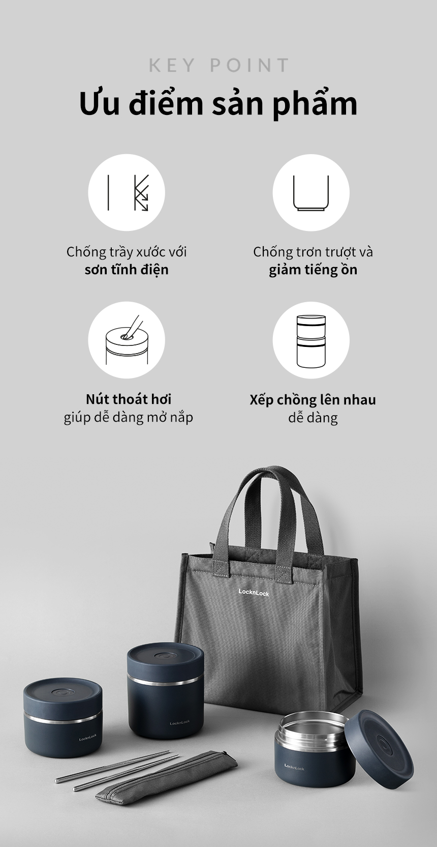 Bộ hộp cơm giữ nhiệt Lock&Lock Pump Vacuum Lunch Box (300ml*2, 500ml*1, bộ đũa và thìa, túi) LHC8052S02_thumbnail_12