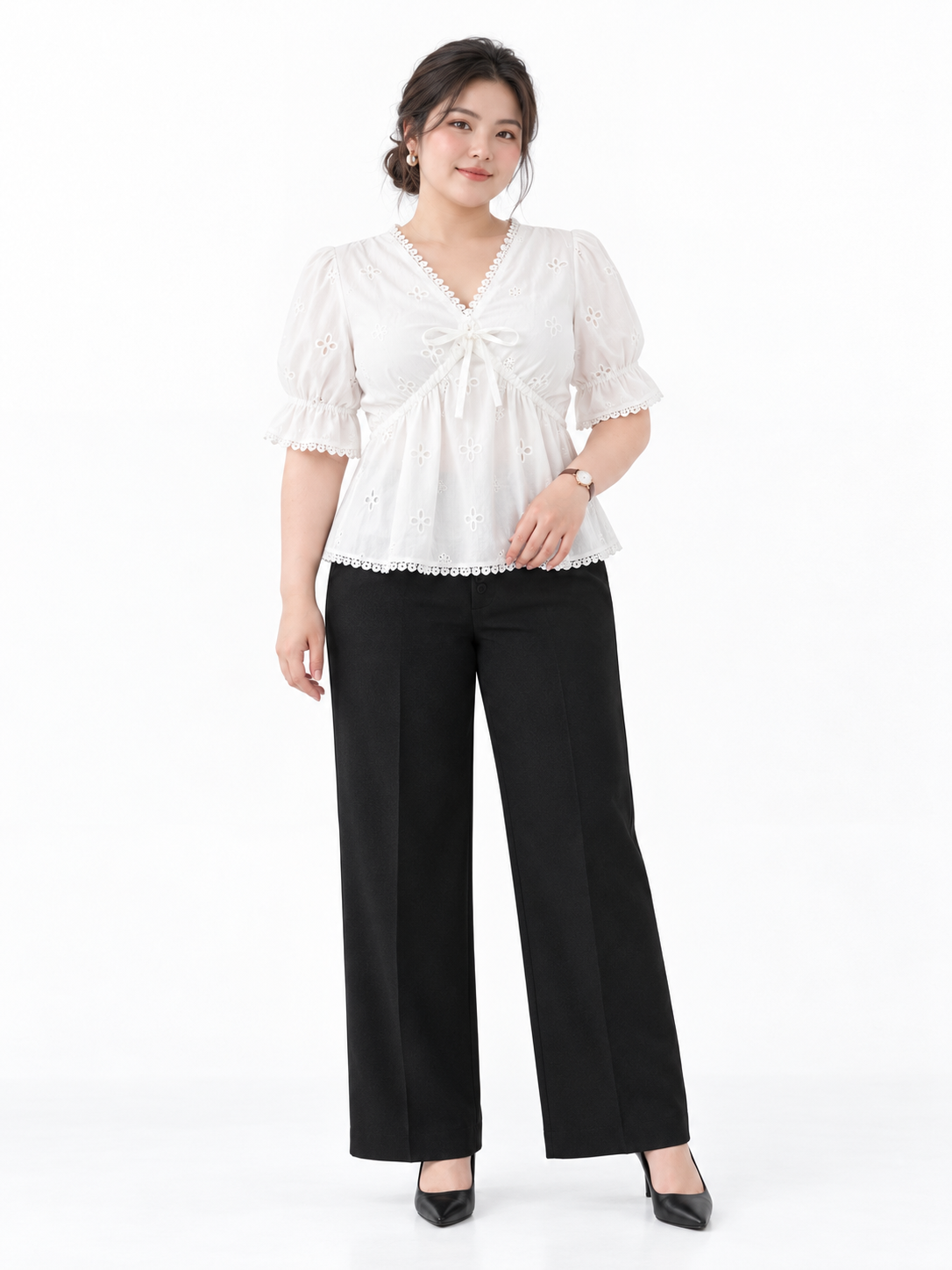 BIGSIZE NỮ - Áo xô thêu phối ren tạo kiểu dành cho nàng 55-90kg V-AK139