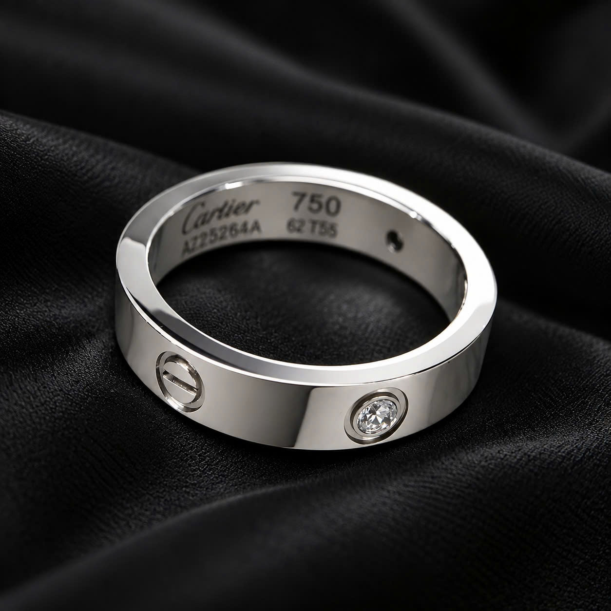 nhẫn kiểu hiệu cartier kim cương trắng rải size 7