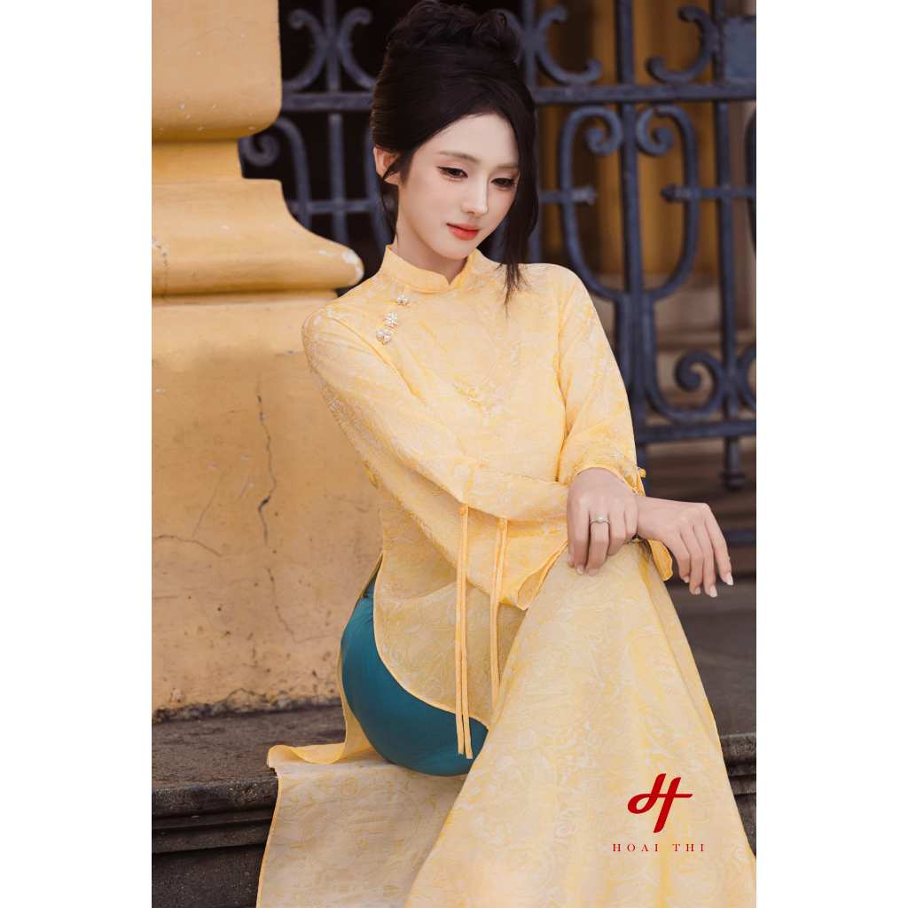 Áo dài cách tân Kim Uyển Y Tôn dáng, tay cách điệu mới lạ, tinh tế đi tiệc, Tết, chụp ảnh | Hoài Thị - BST Sắc_thumbnail_5