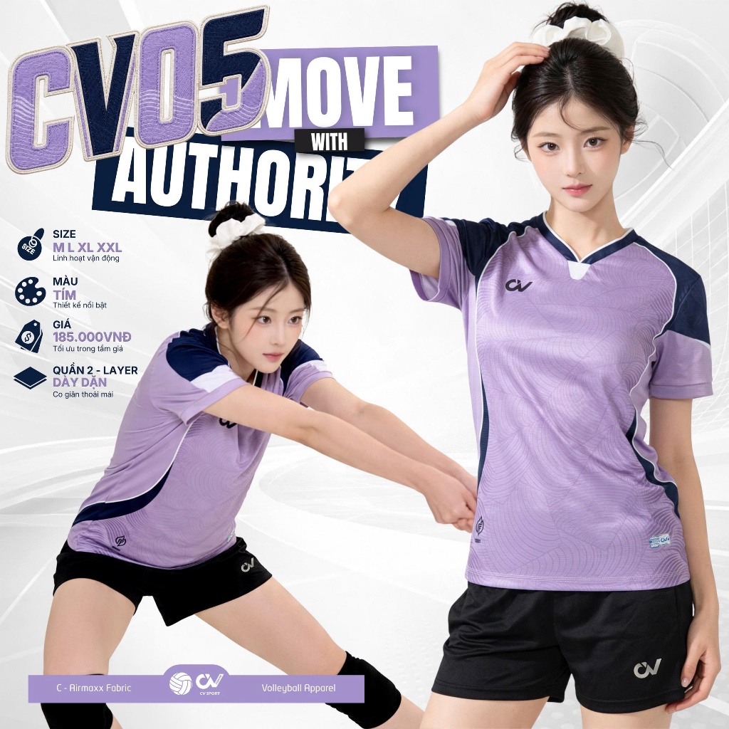 BST Quần Áo Bóng Chuyền CV CV05 Thun Mè C-Airrmax Thoáng Khí Thể Thao Đương Đại_thumbnail_10