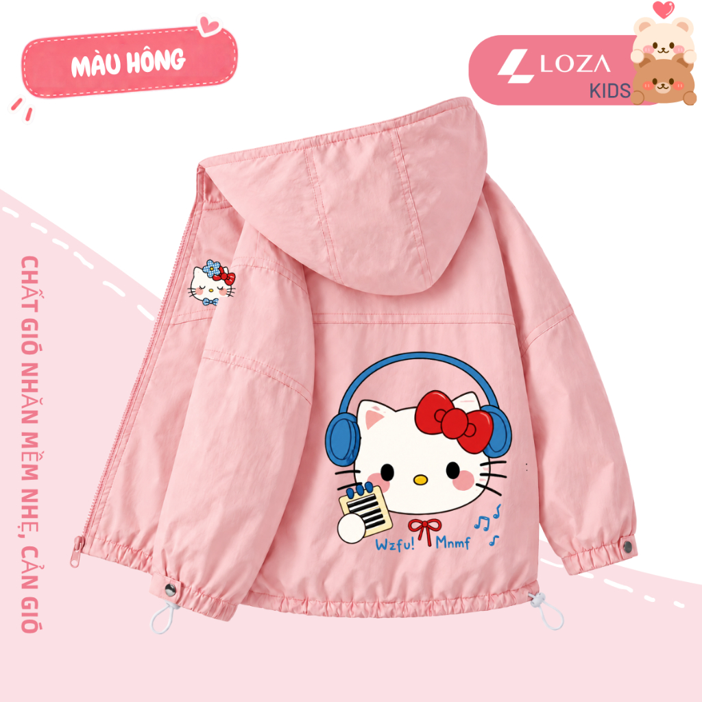 Áo gió bé gái hình Hello Kitty - Loza Kids  AJ005