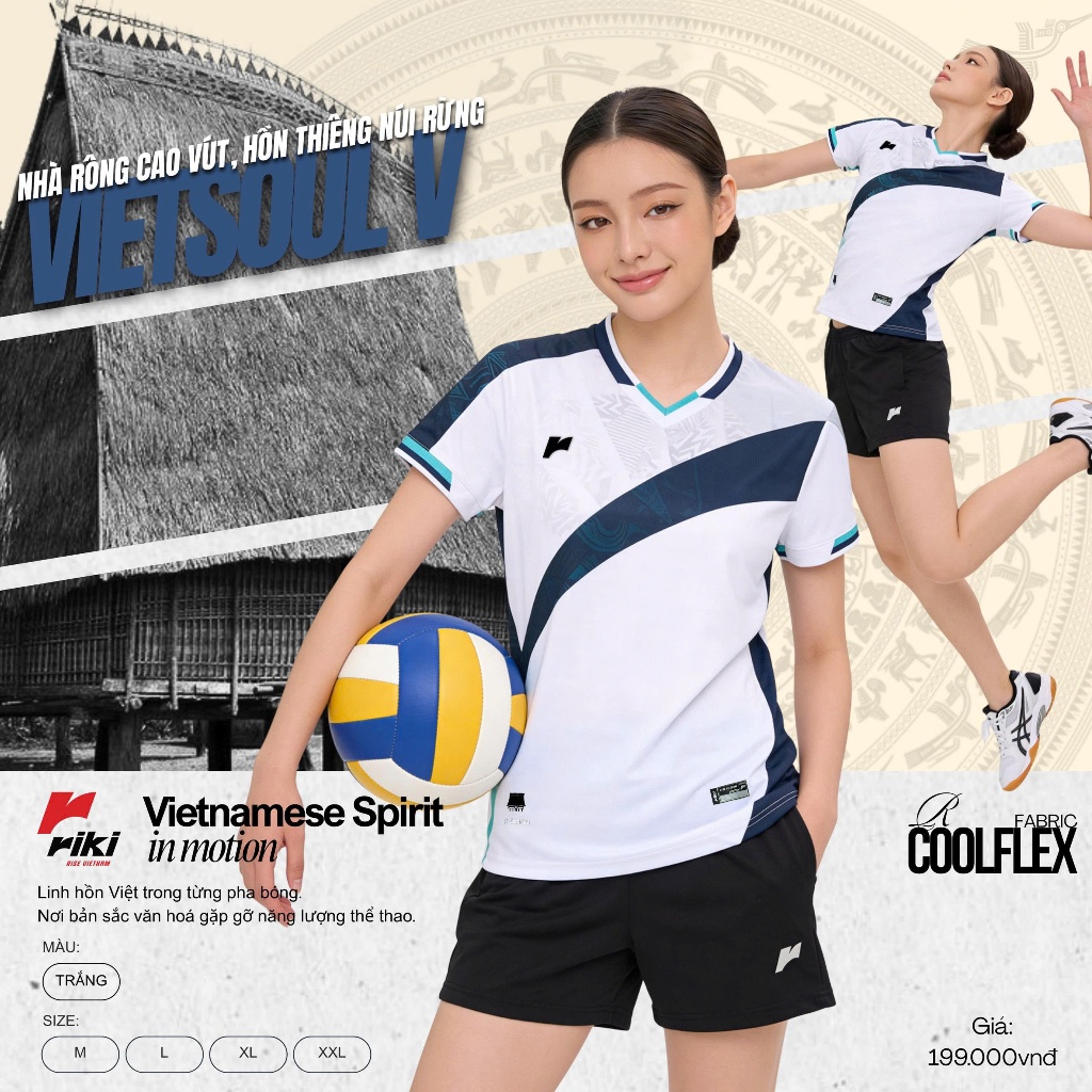 BST Quần Áo Bóng Chuyền Có Túi Riki Vietsoul V Thun Mè R-Coolflex Thể Thao Đương Đại_thumbnail_5