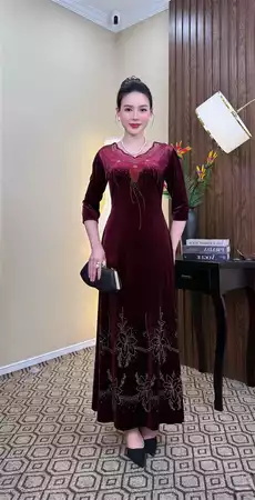Đầm dáng dài họa tiết hoa A814