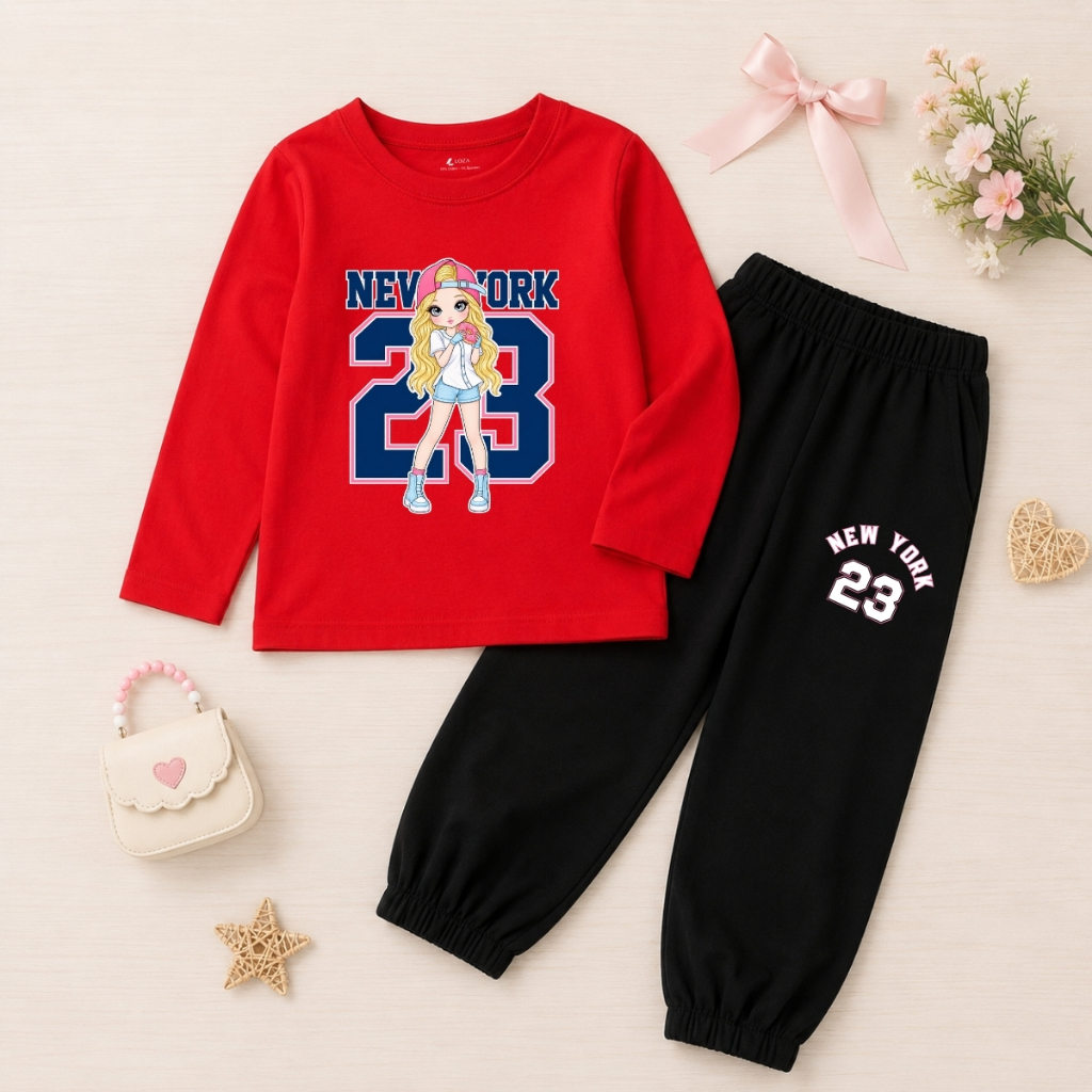 Set bộ Thu - Đông chất liệu cotton bé gái in hình cô gái tóc vàng  - Loza Kids BW748_thumbnail_4