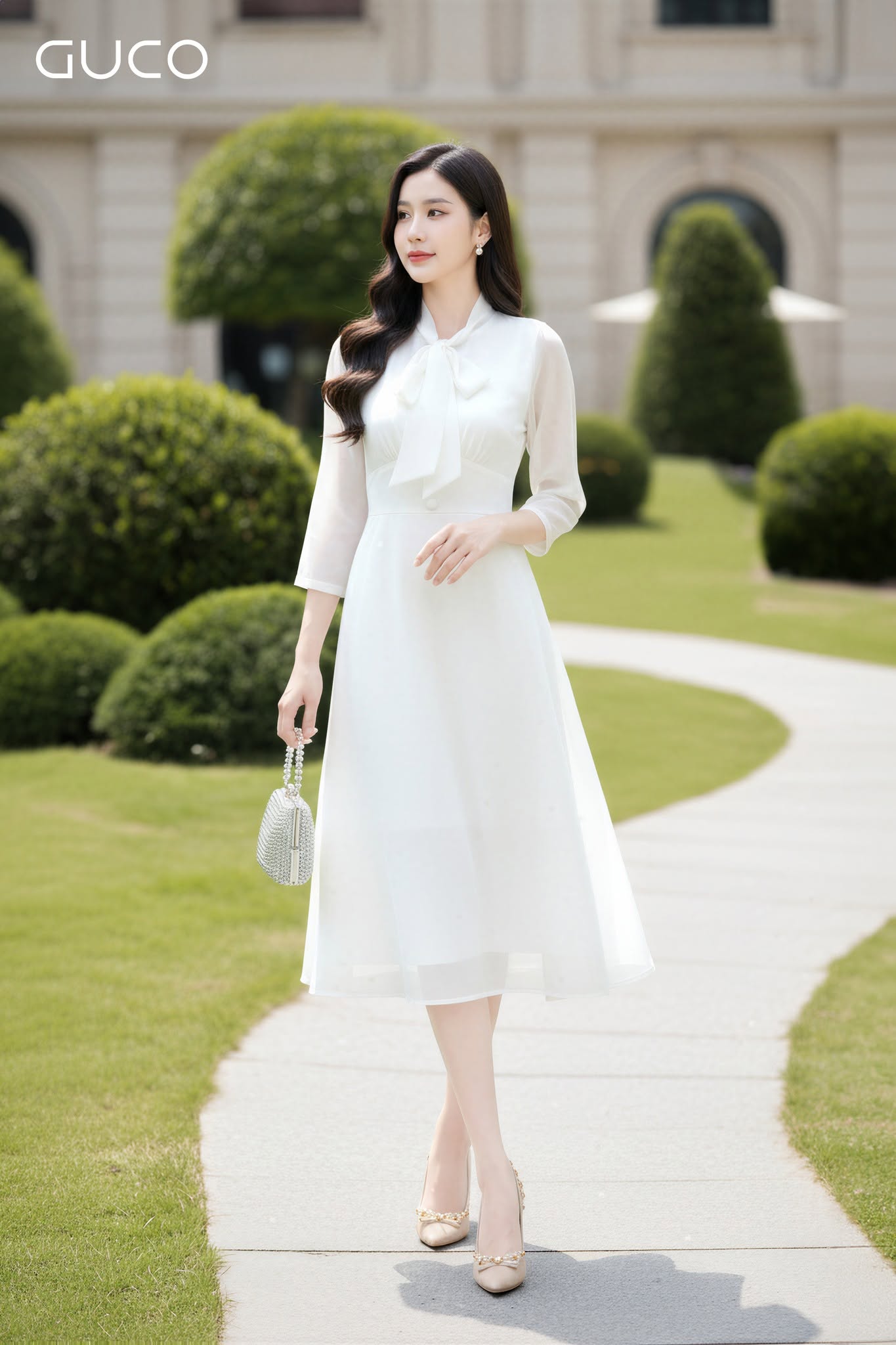 ĐẦM XÒE VOAN TƠ HOA CỘT NƠ - TRẮNG 5034_thumbnail_2