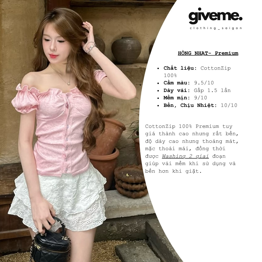 Áo thun trễ vai 7 cúc lông thỏ - TVLT01