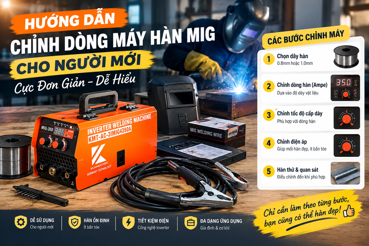 Hướng Dẫn Chỉnh Dòng Máy Hàn MIG Cho Người Mới – Cực Đơn Giản, Dễ Hiểu