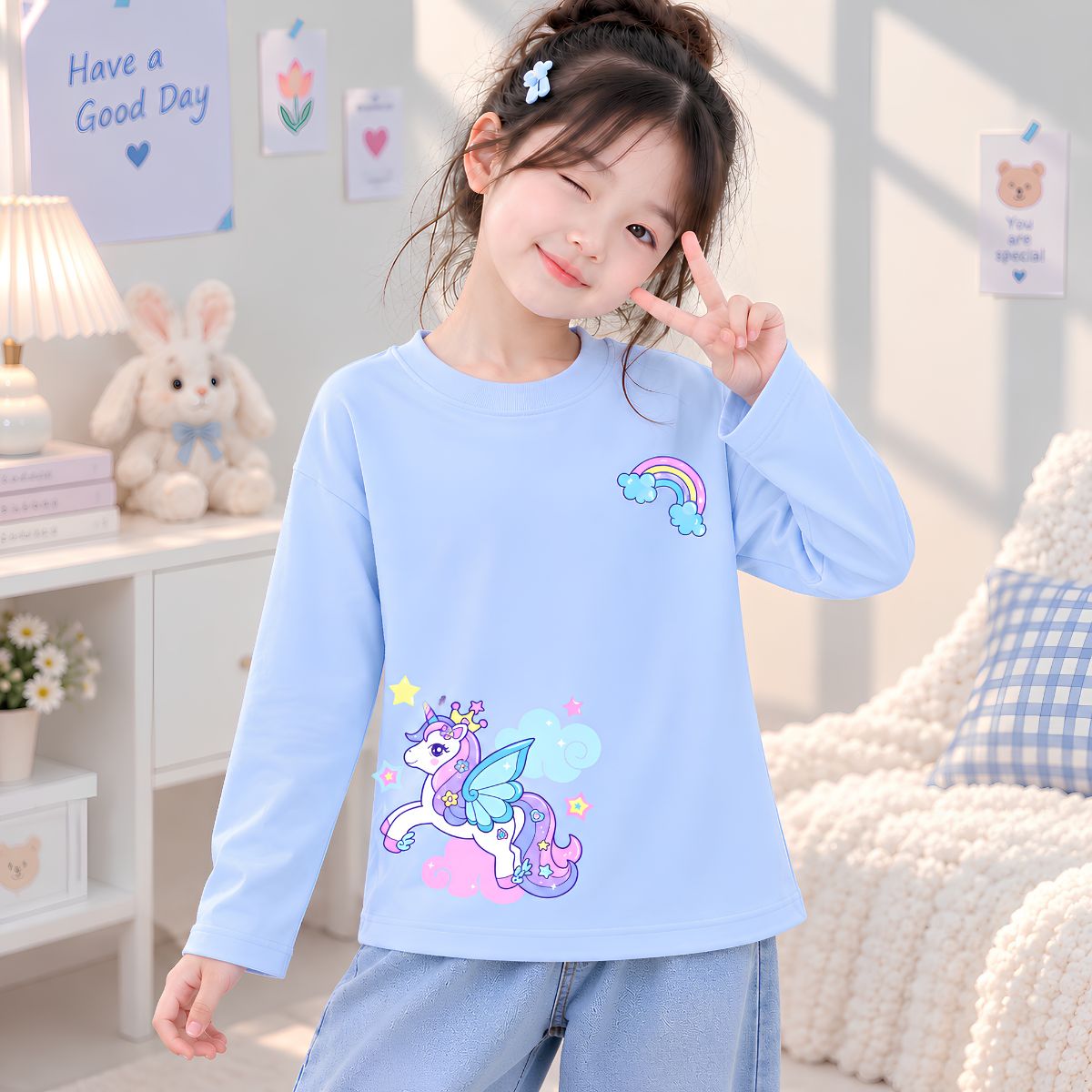 Áo thun dài tay bé gái hình Ngựa Pony dễ thương - Loza Kids  KT3732_thumbnail_4