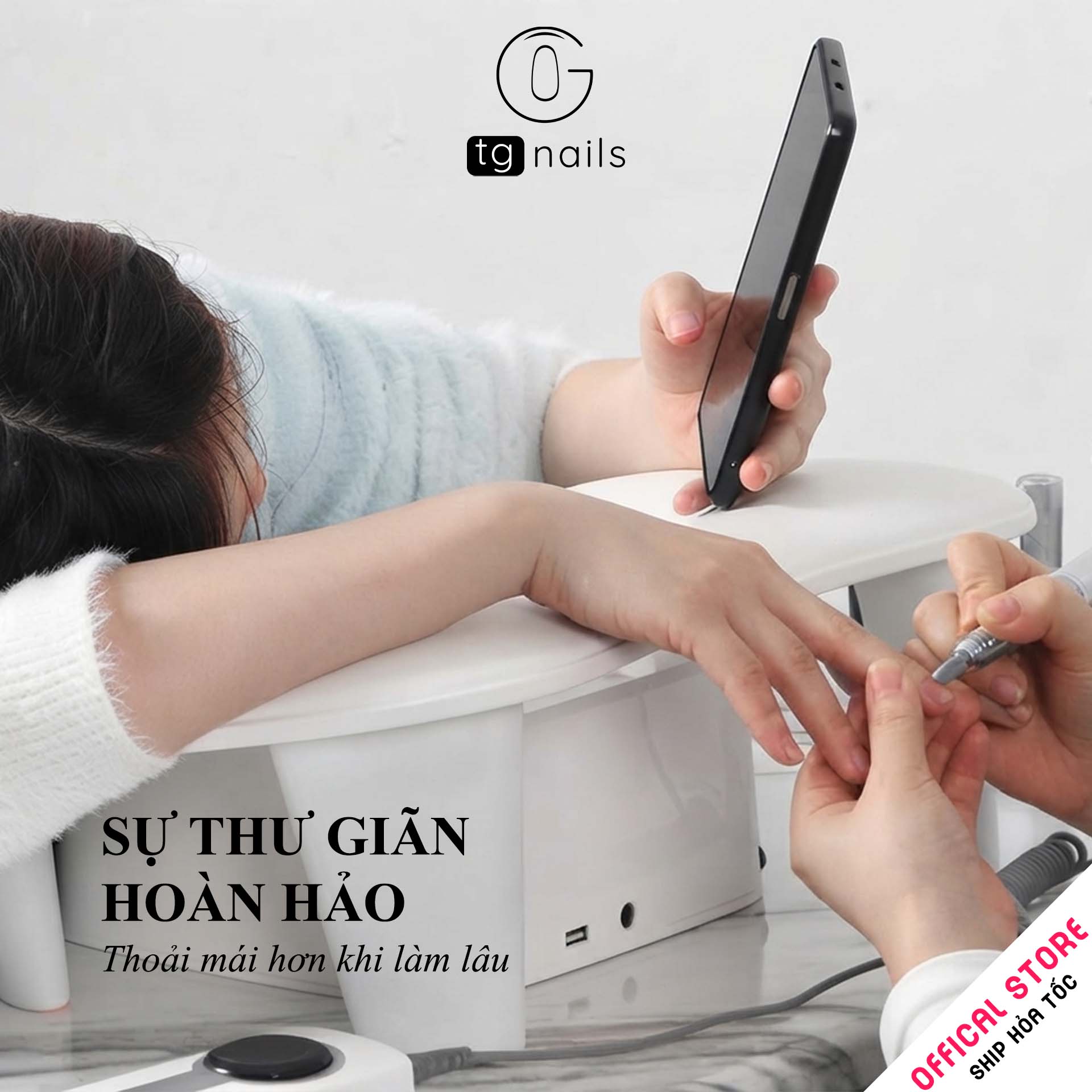 Kệ kê tay làm nail, model: U1, khung nhựa ABS, nhồi đệm bọc giả da PU, kích thước: (300*450*158)mm. Nhãn hiệu: TG Nails, mới 100%_thumbnail_5