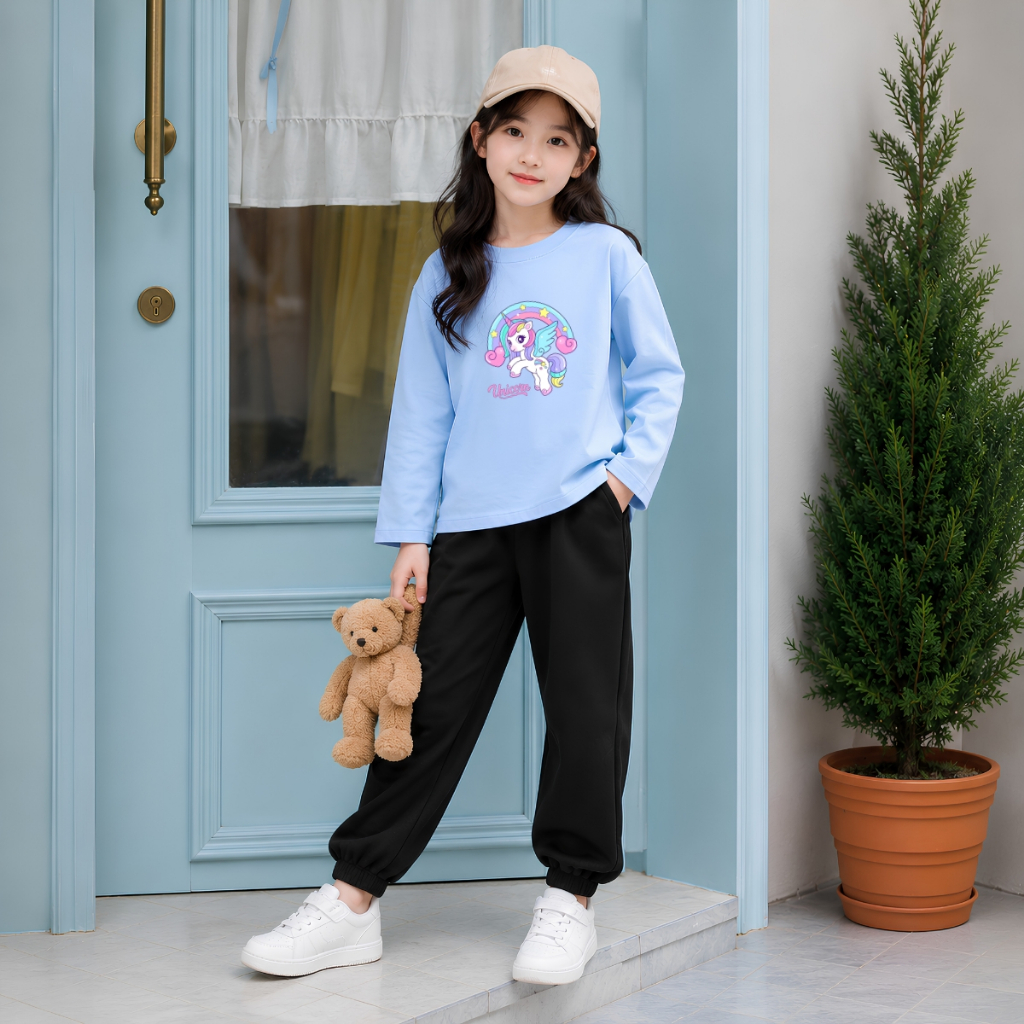 Set bộ Thu - Đông chất liệu cotton bé gái hình Ngụa Pony Unicorn đáng yêu - Loza Kids BW724_thumbnail_2