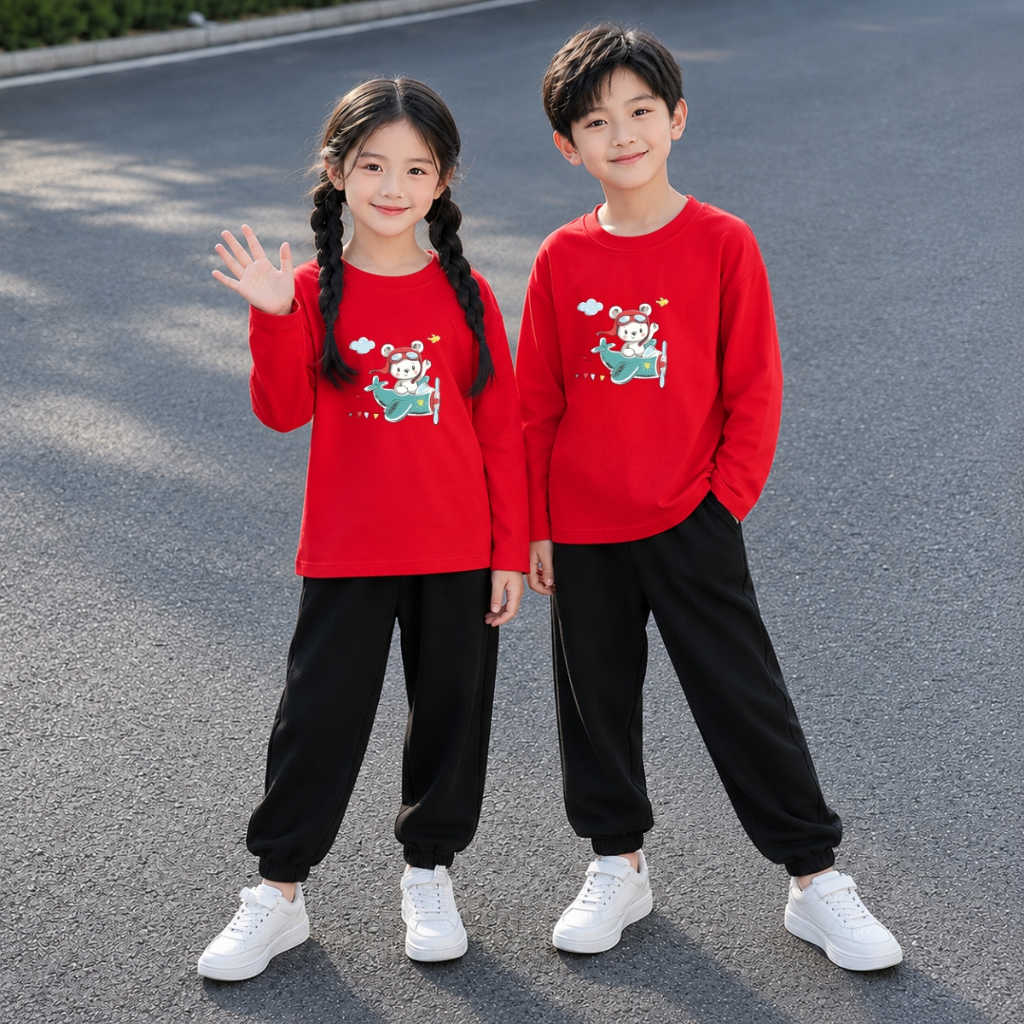 Set bộ Thu - Đông chất liệu cotton bé trai, bé gái hình Gấu lái máy bay - Loza BW728_thumbnail_1