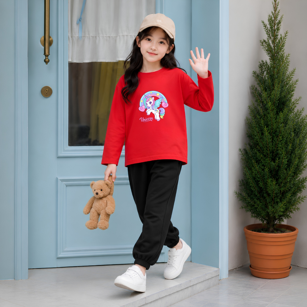 Set bộ Thu - Đông chất liệu cotton bé gái hình Ngụa Pony Unicorn đáng yêu - Loza Kids BW724_thumbnail_1