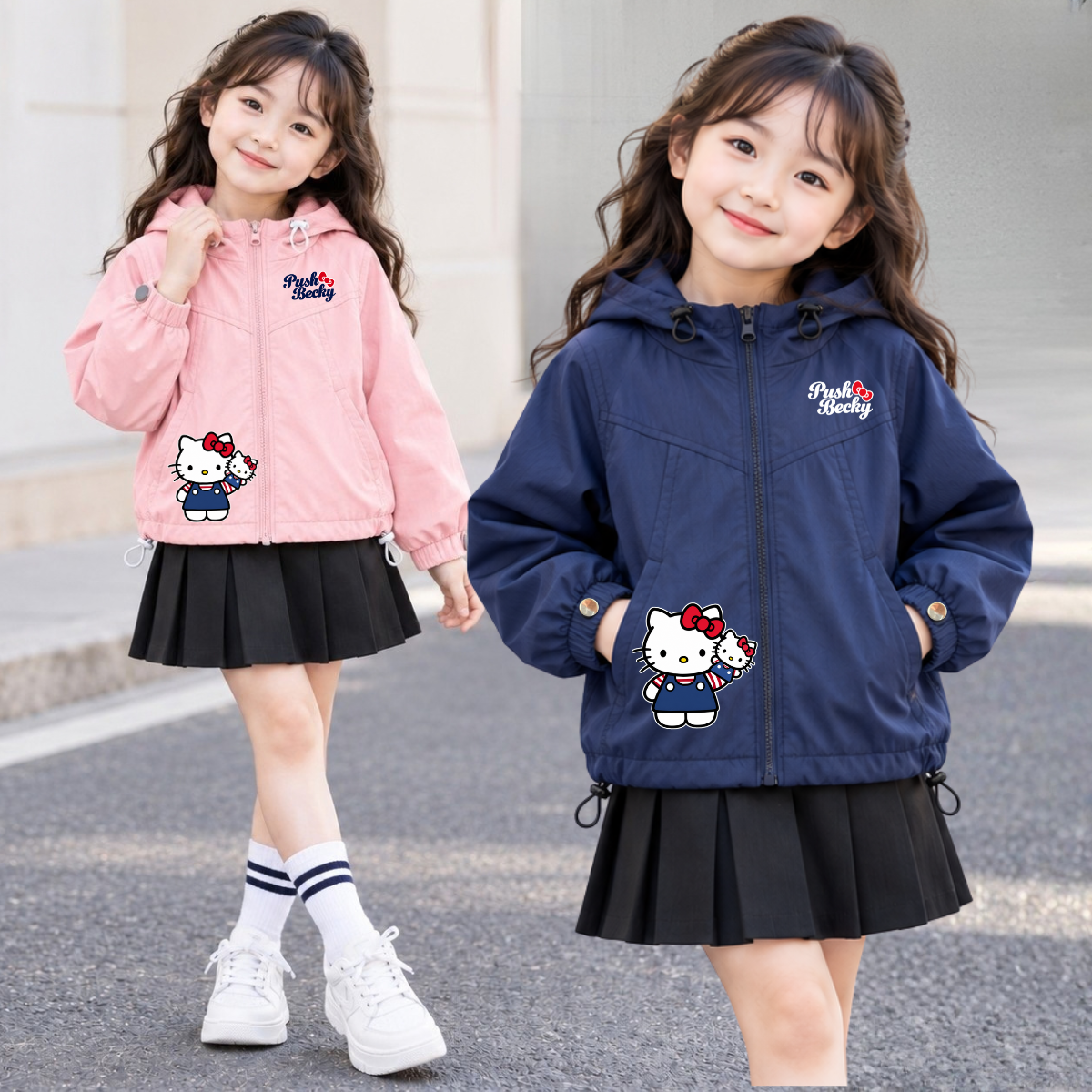 Áo gió bé gái hình Hello Kitty -  Loza Kids AJ3803 AJ3803