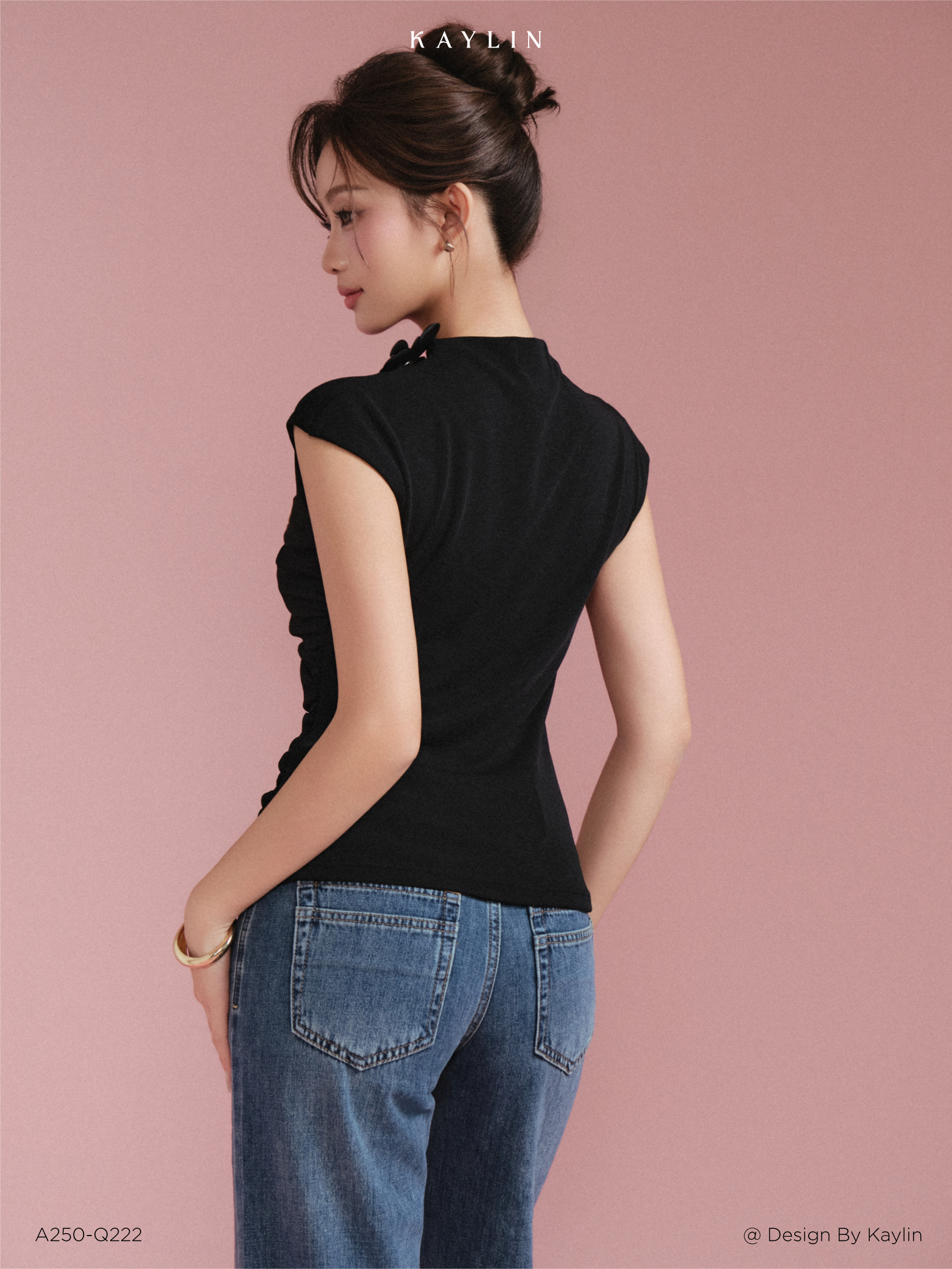 Áo Kiểu Xếp Nhún Dáng Ôm Cài Hoa KAYLIN Elodie Top_thumbnail_2