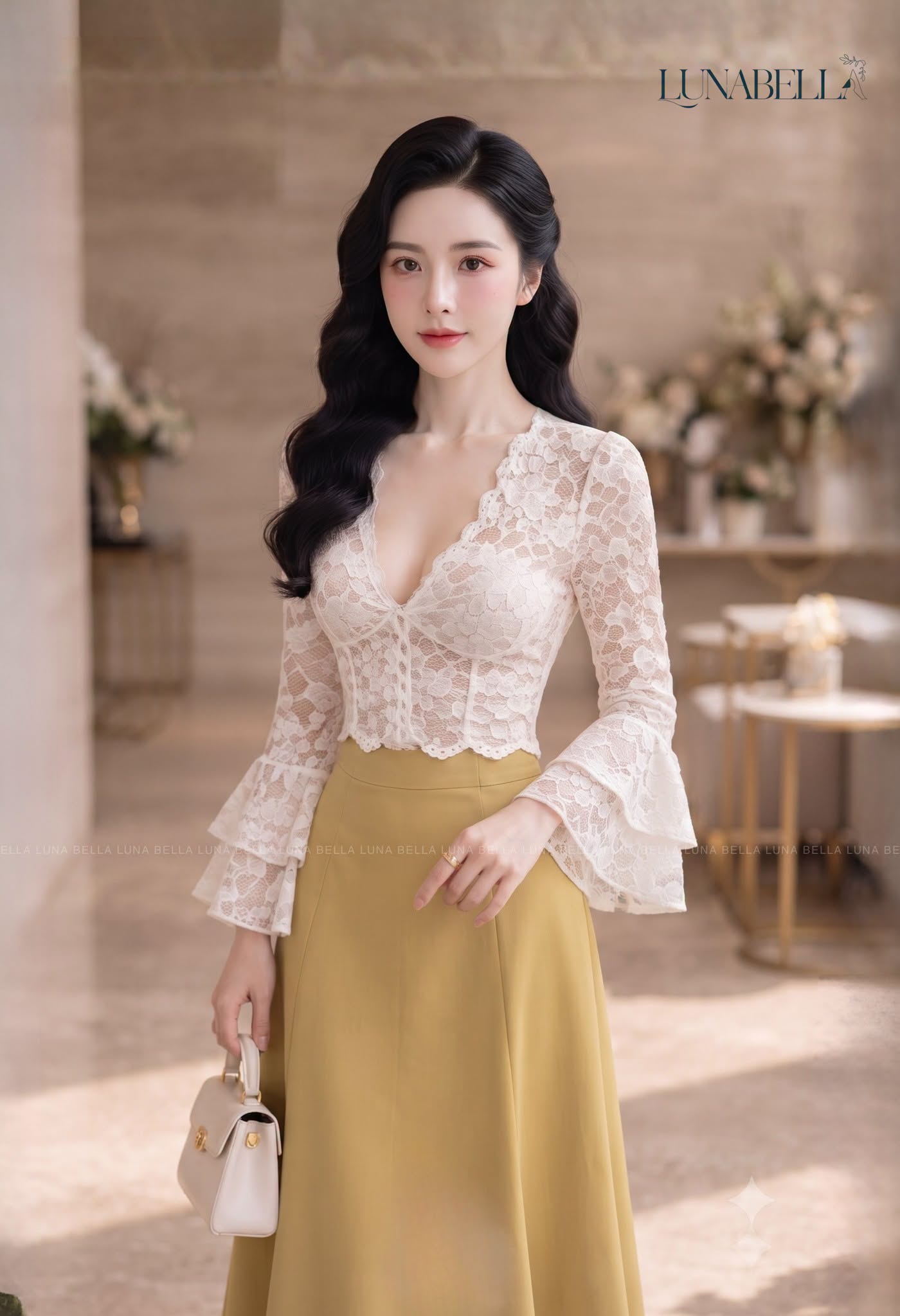 Chân váy xoè dài ELYSARA màu VÀNG_thumbnail_1
