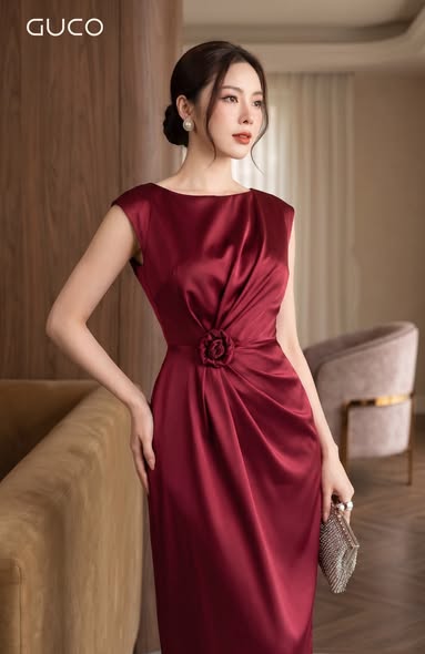 GUCO Đầm Dạ Hội Đính Hoa Sang Trọng - Đỏ D10043_thumbnail_1