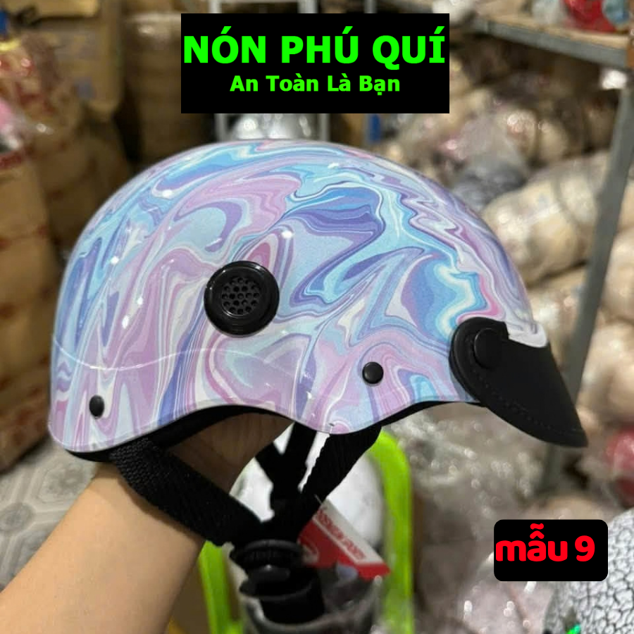 Nón 1/2 Nữa Đầu Nhúng Sơn Họa Tiêc Đẹp Nhiều Màu Sắc Lựa Chọn - Nón Phú Quí NBH06_thumbnail_0