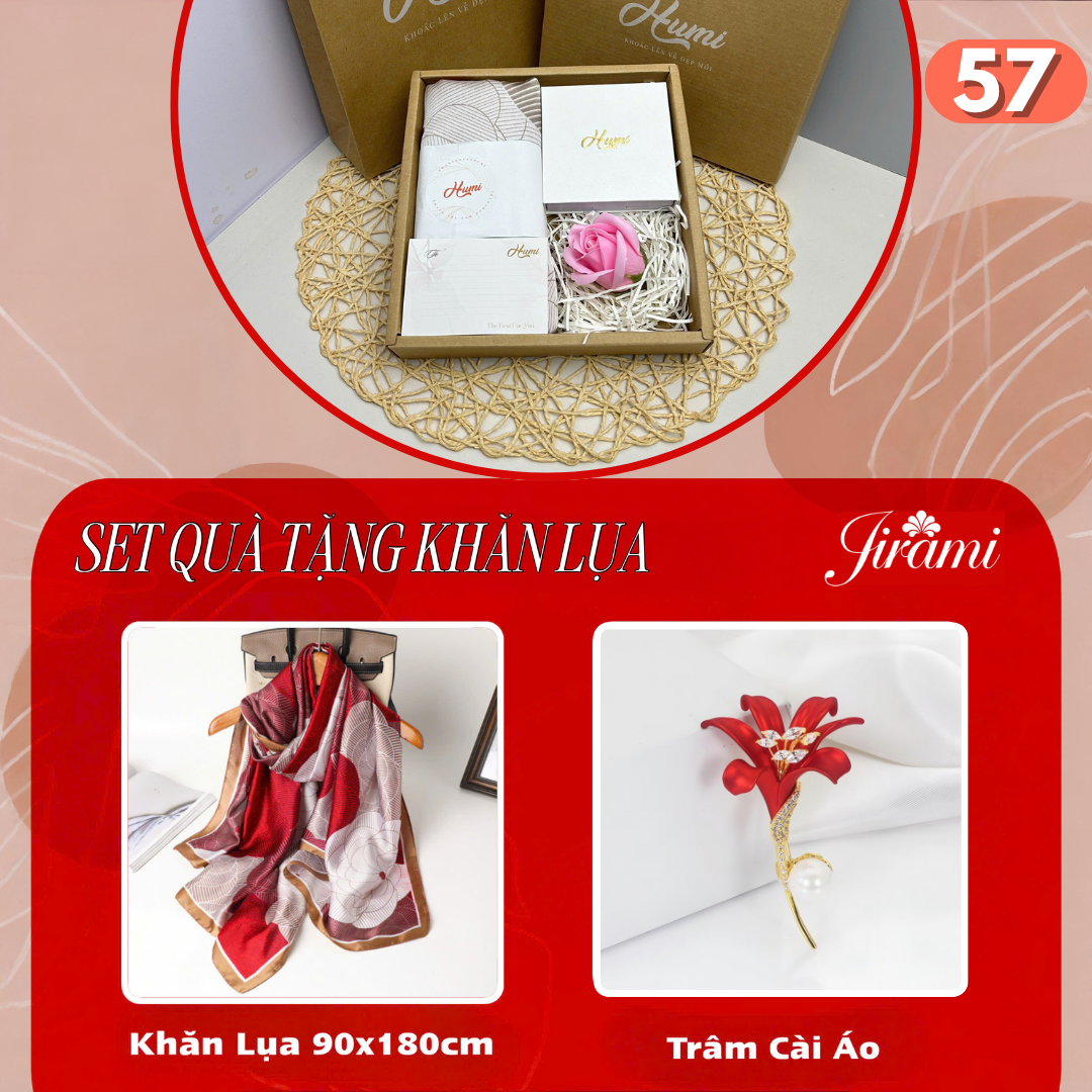 BỘ QUÀ TẶNG KHĂN LỤA + TRÂM CÀI (SQ-57)