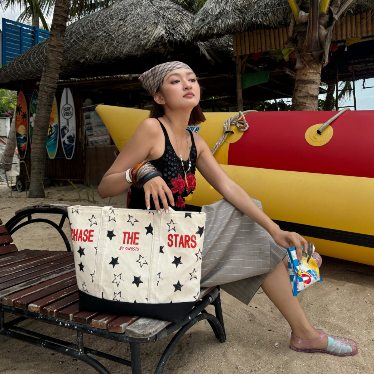 Túi Tote Canvas GUPO Starlight Tote Form Cứng Có Khoá Kéo - TNS01