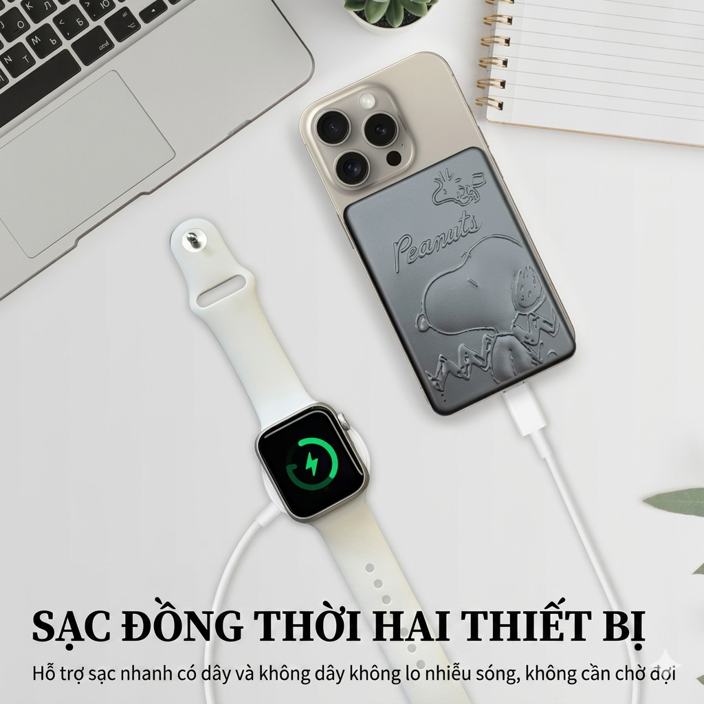 Pin Sạc Dự Phòng MagSafe Peanuts Snoopy – Không Dây 15W & PD 20W_thumbnail_4