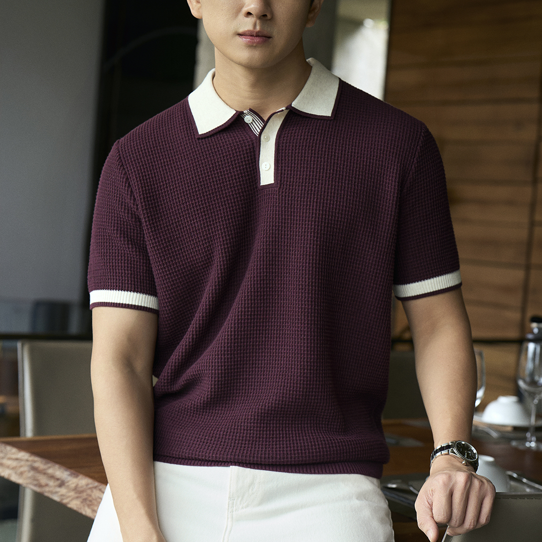 Áo Polo Dệt Kim Honeycomb Phối Bo Cổ_thumbnail_2